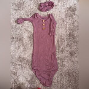 Caden Lane Waffle gown and headband bow 0-3 months